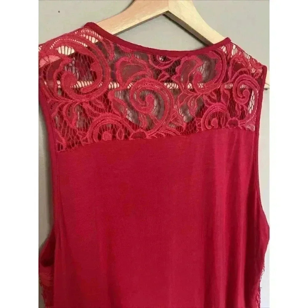 Adrianna Papell Red Lace Blouse - Picture 6 of 8